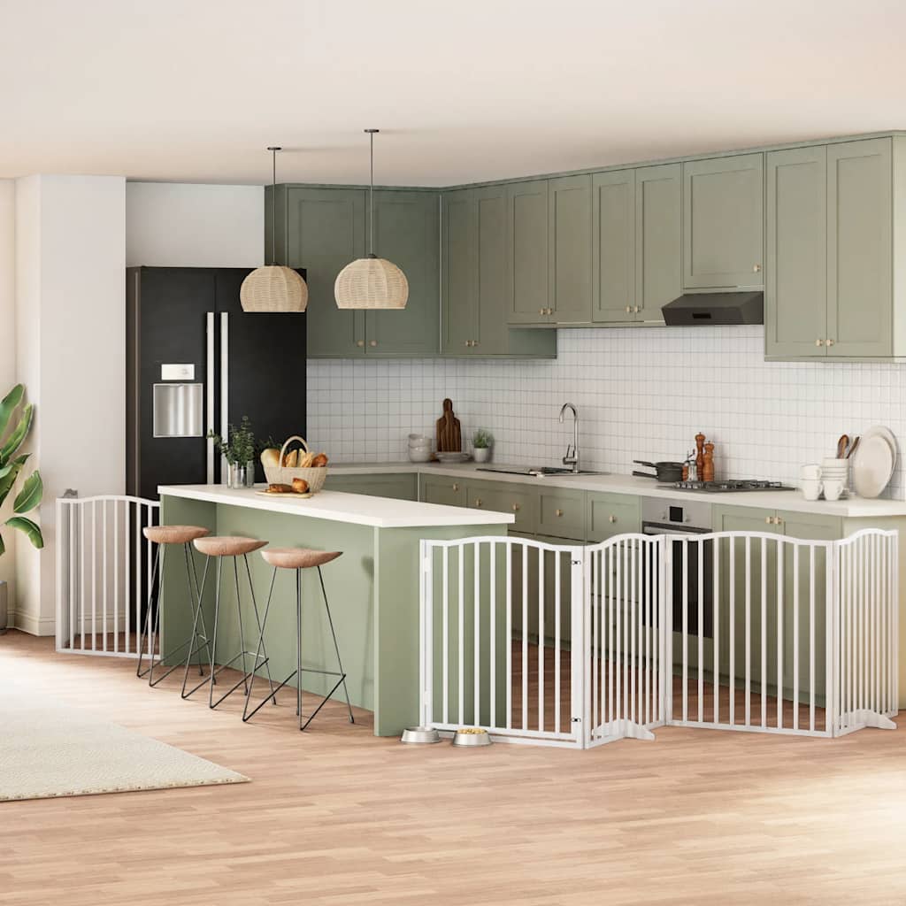 Dog Gate With Door Foldable 12 Panels 600 Cm Poplar Wood