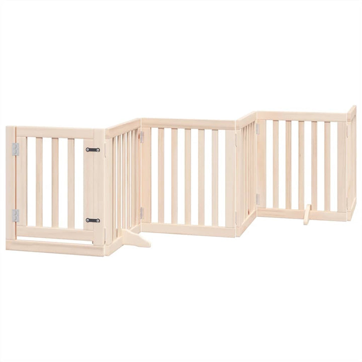 Dog Gate With Door Foldable 12 Panels 600 Cm Poplar Wood