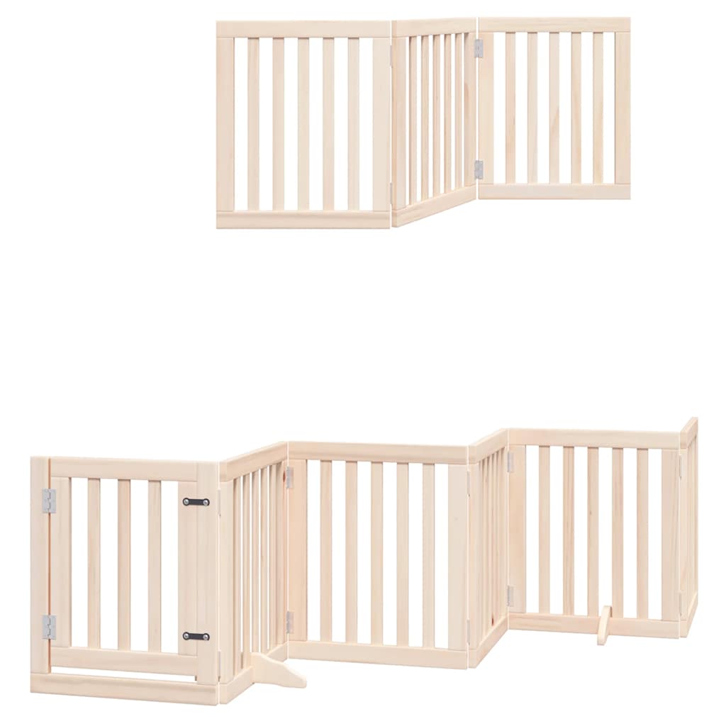 Dog Gate With Door Foldable 12 Panels 600 Cm Poplar Wood