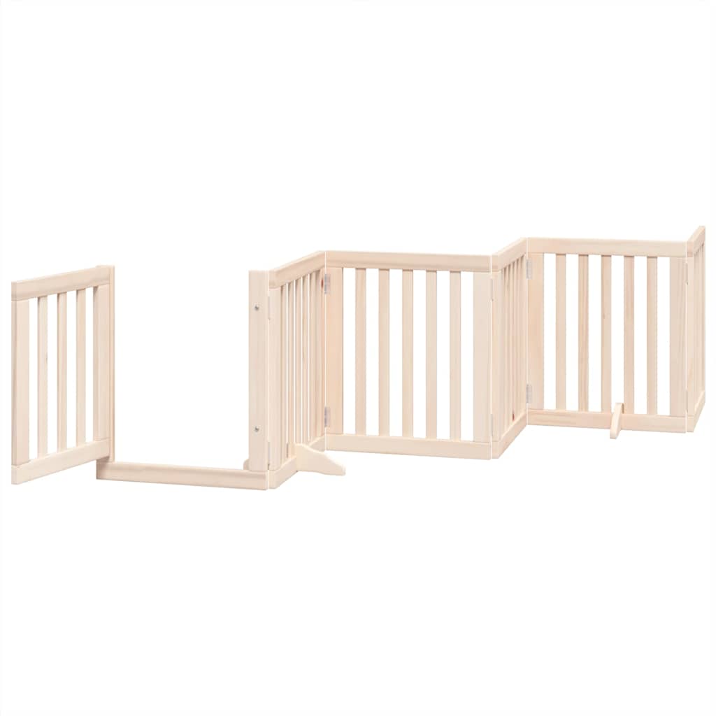 Dog Gate With Door Foldable 12 Panels 600 Cm Poplar Wood