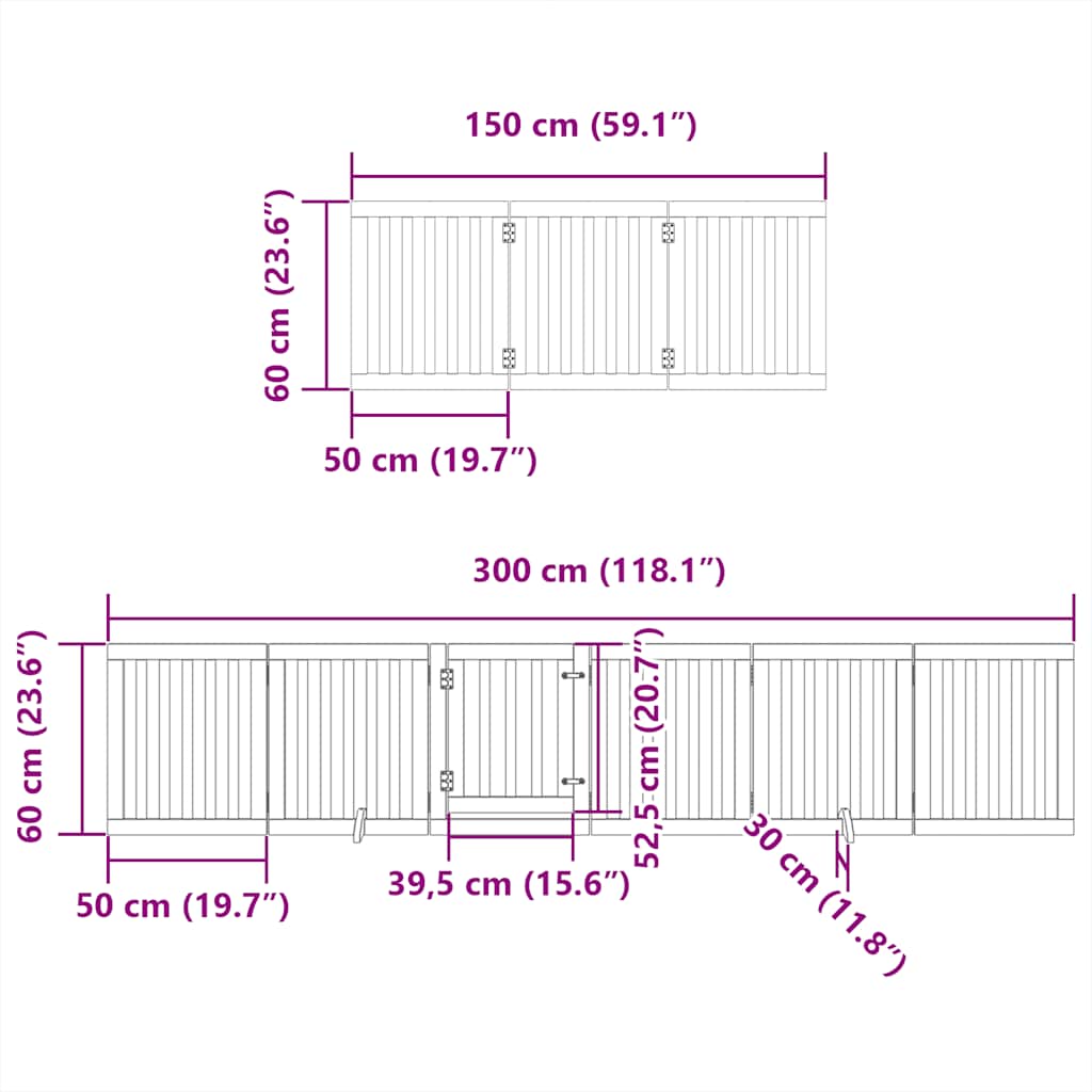 Dog Gate With Door Foldable 12 Panels 600 Cm Poplar Wood