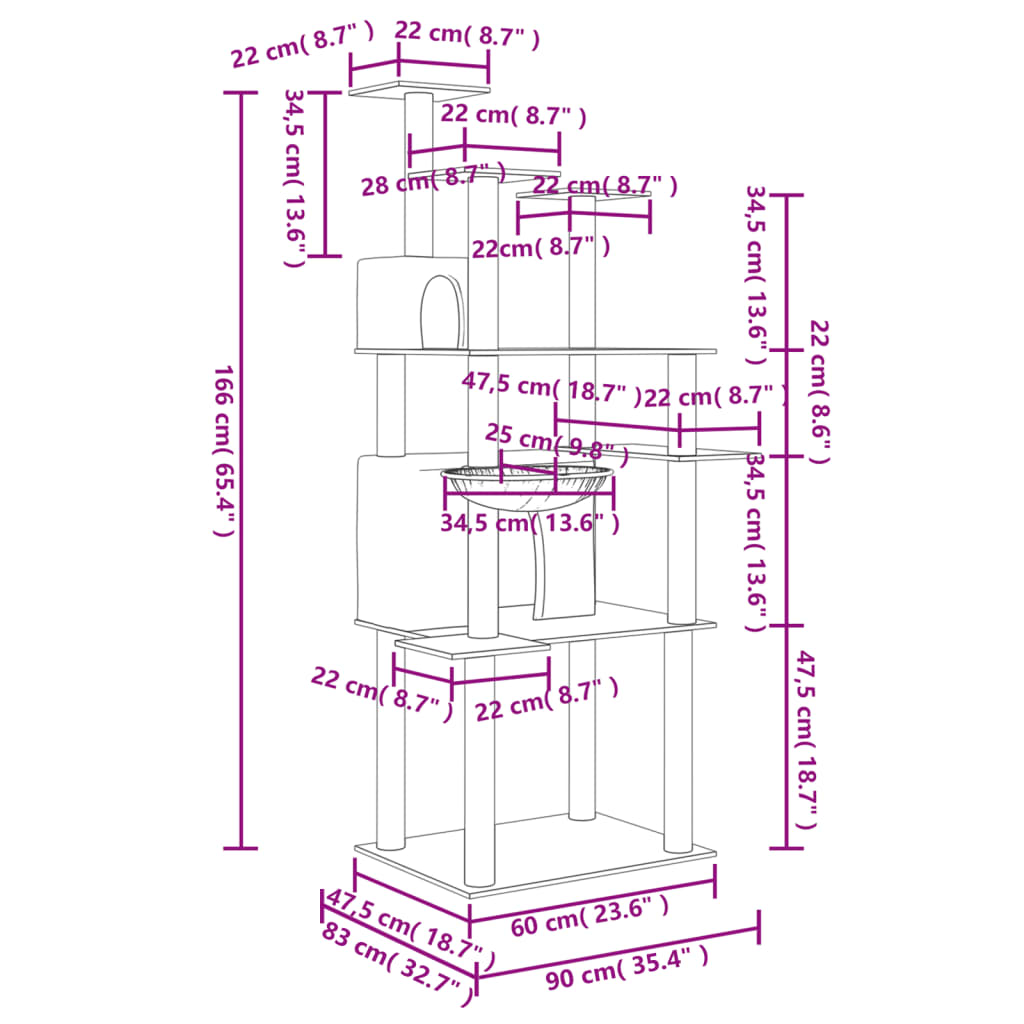 Cat Tree With Sisal Scratching Posts 166 Cm