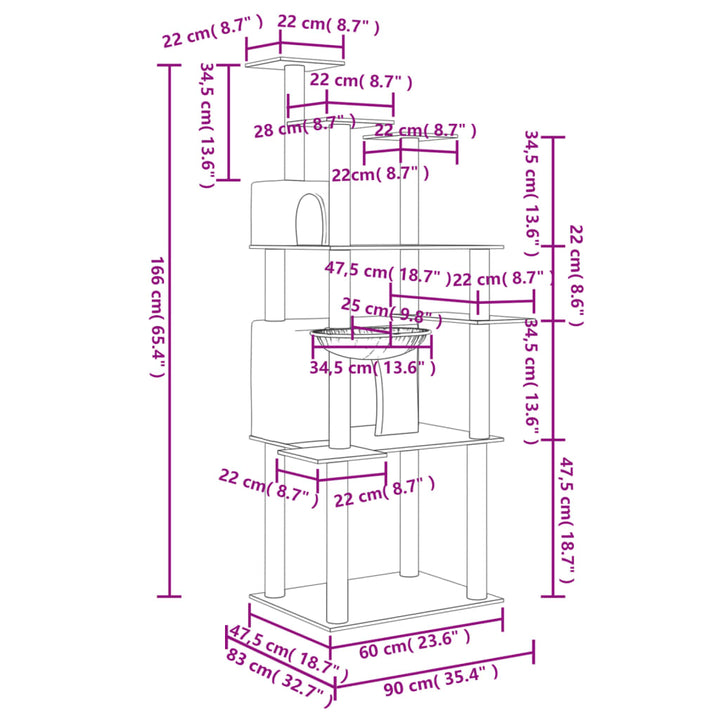 Cat Tree With Sisal Scratching Posts 166 Cm