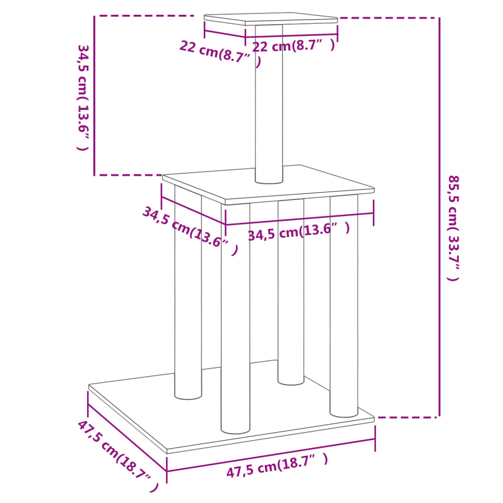 Cat Tree With Sisal Scratching Posts 85.5 Cm
