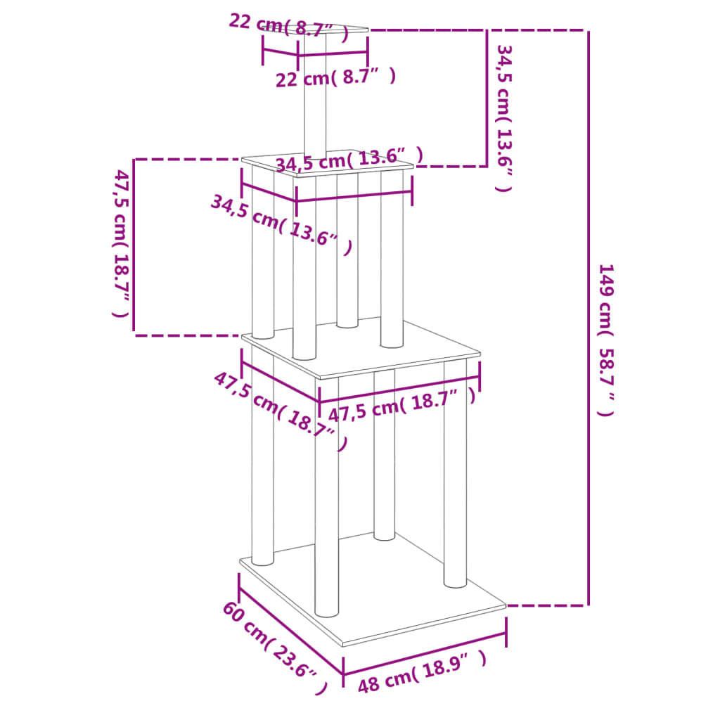 Cat Tree With Sisal Scratching Posts 149 Cm