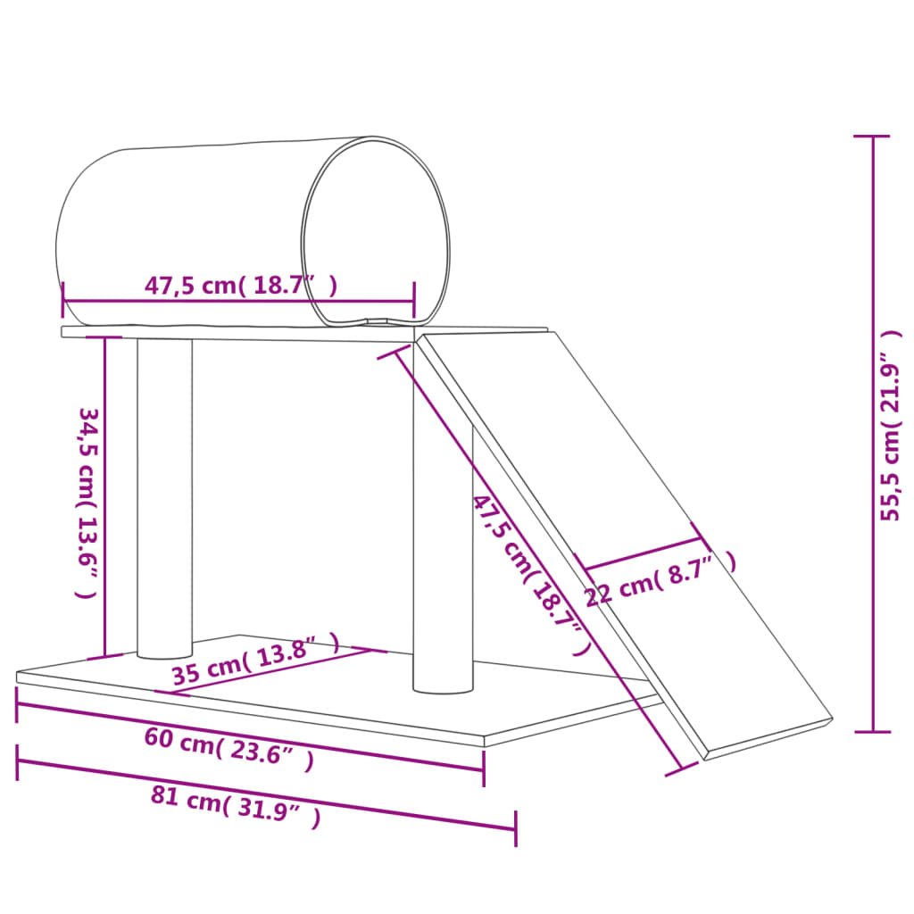 Cat Scratching Posts With Tunnel And Ladder 55.5 Cm