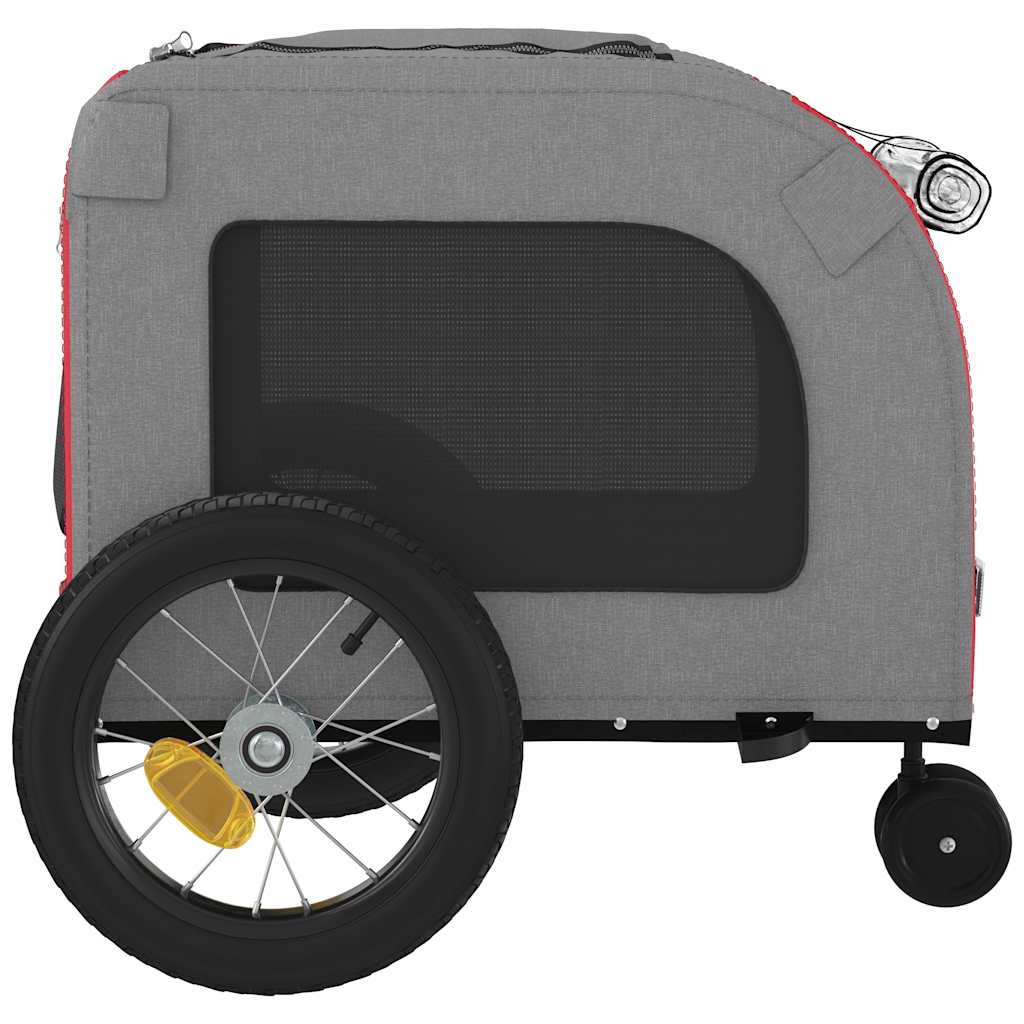Pet Bike Trailer With Storage Red And Grey 124.5 X 63.5 X 53 Cm