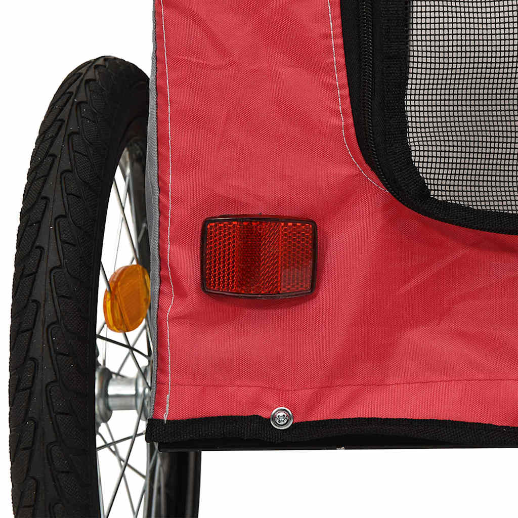 Pet Bike Trailer With Storage Red And Grey 124.5 X 63.5 X 53 Cm
