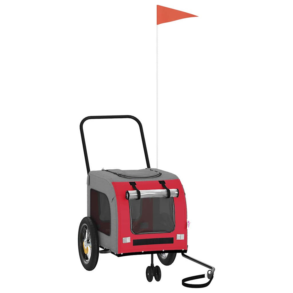 Pet Bike Trailer With Storage Red And Grey 124.5 X 63.5 X 53 Cm