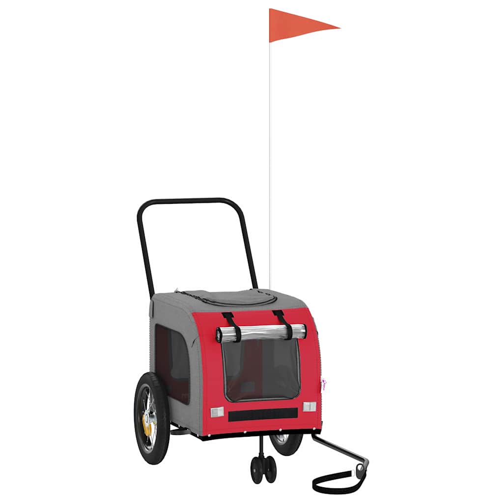 Pet Bike Trailer With Storage Red And Grey 124.5 X 63.5 X 53 Cm