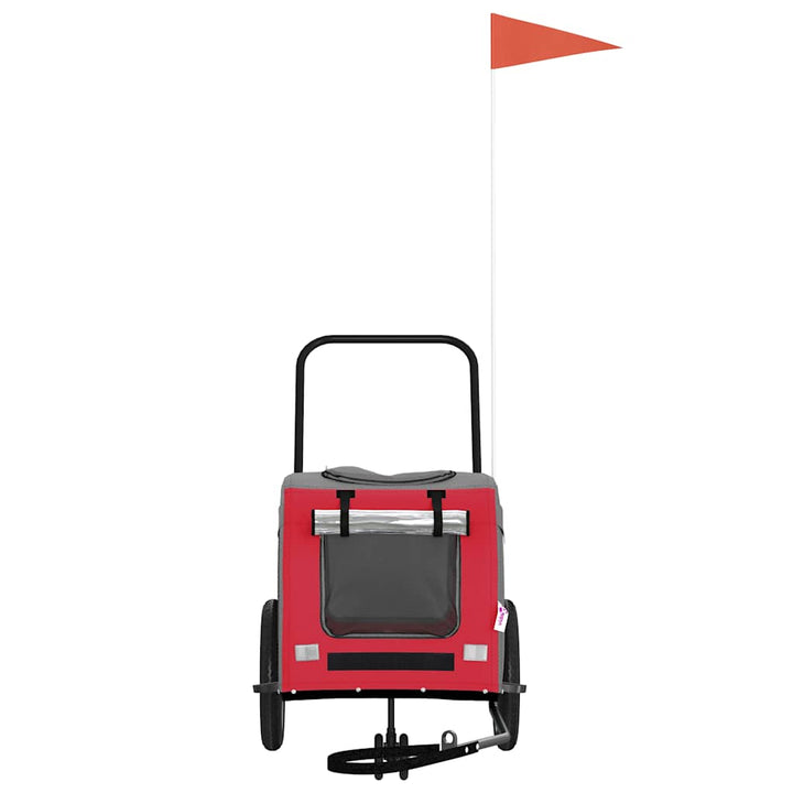 Pet Bike Trailer With Storage Red And Grey 124.5 X 63.5 X 53 Cm