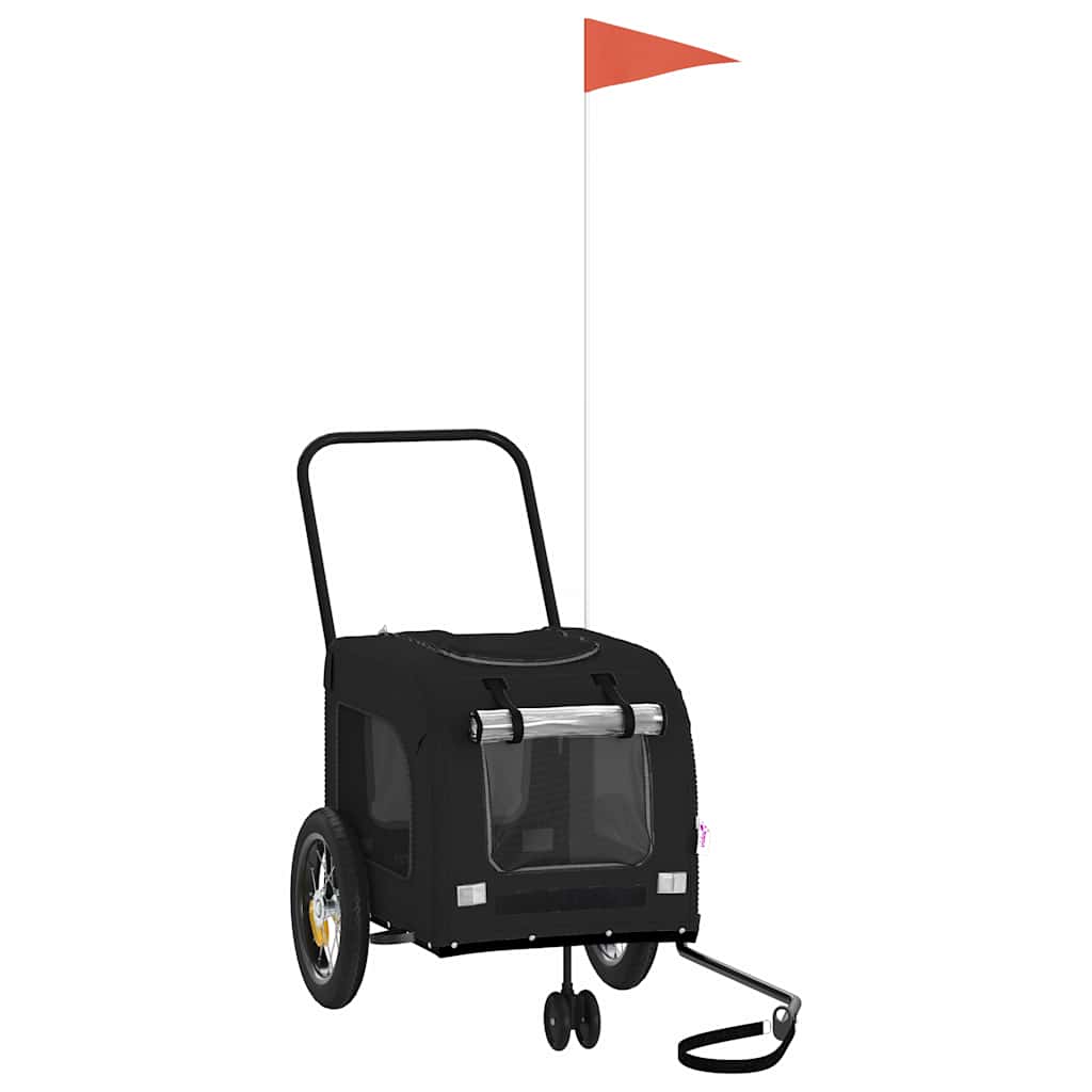 Pet Bike Trailer With Storage Black 124.5 X 63.5 X 53 Cm