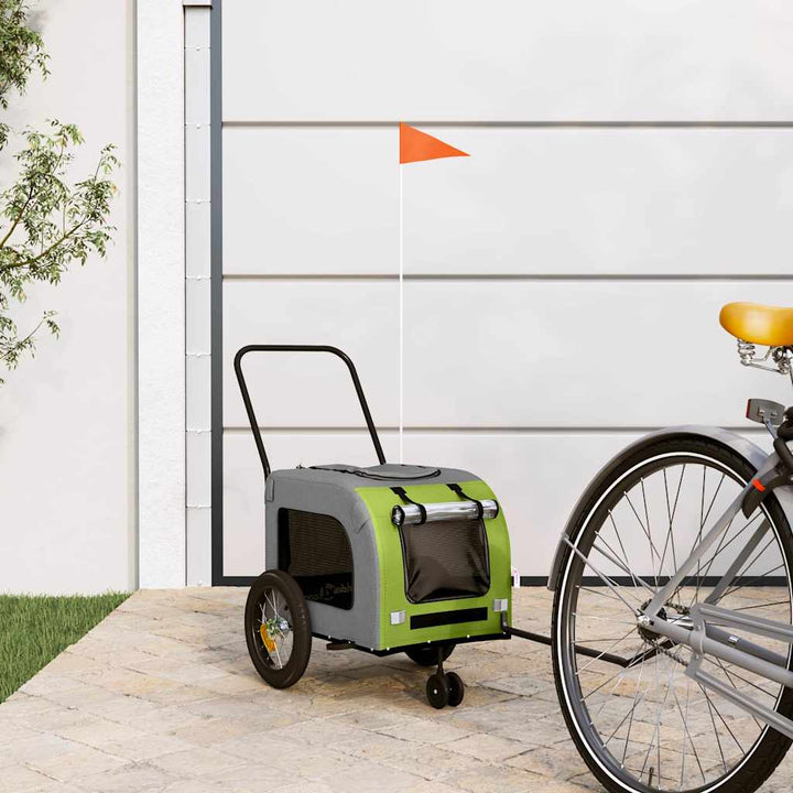 Pet Bike Trailer Green And Grey 124.5 X 63.5 X 53 Cm
