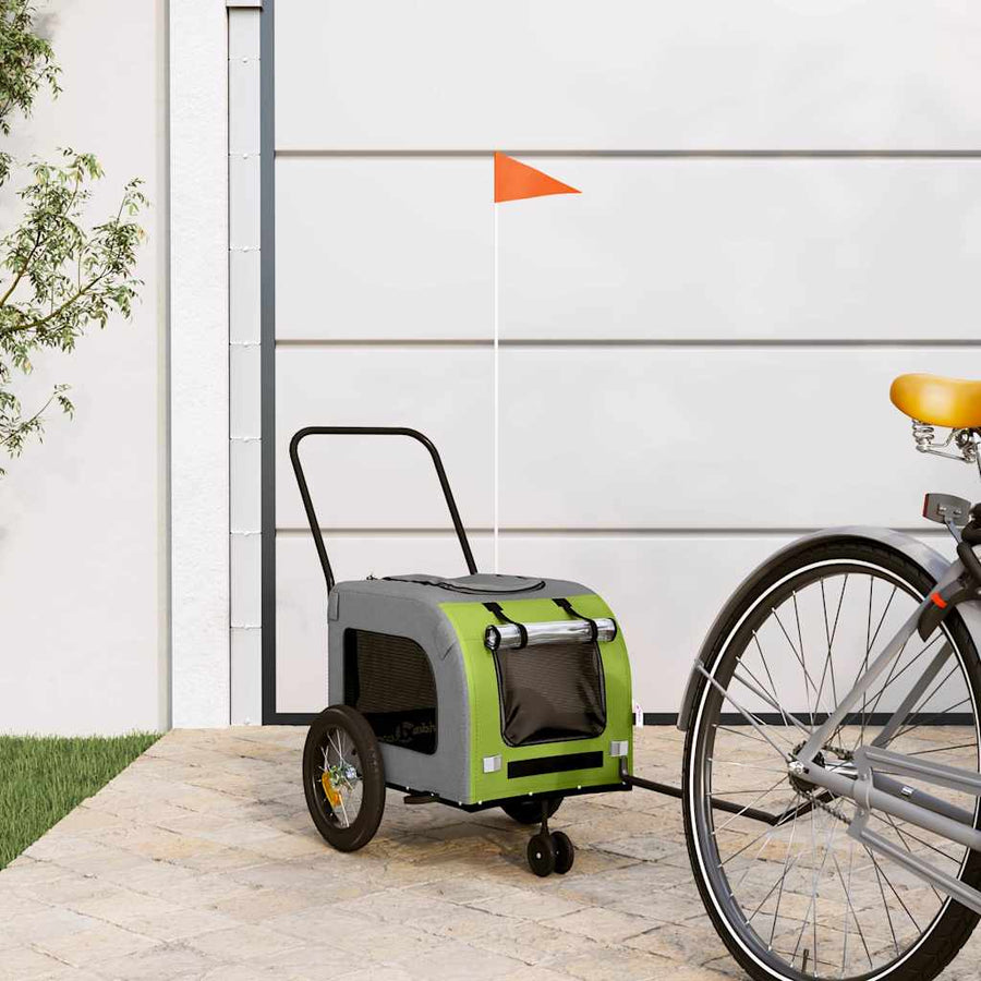 Pet Bike Trailer Green And Grey 124.5 X 63.5 X 53 Cm