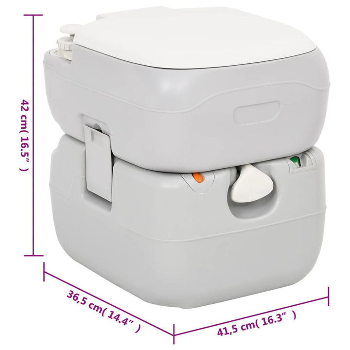 Portable Camping Toilet Grey And White 22+12 L Hdpe