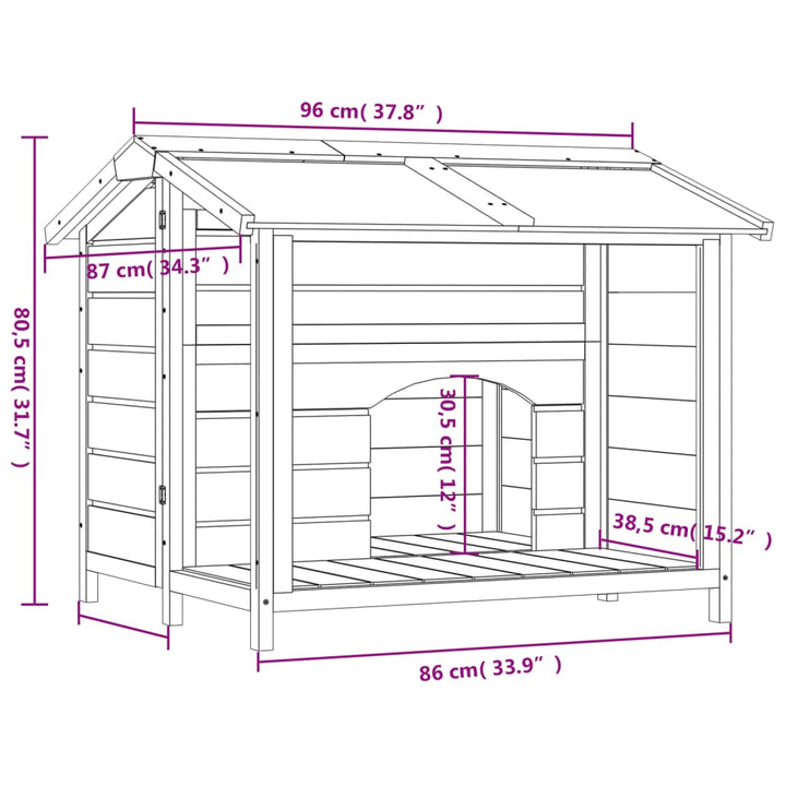 Dog Kennel 96X87X80.5 Cm Solid Wood Pine