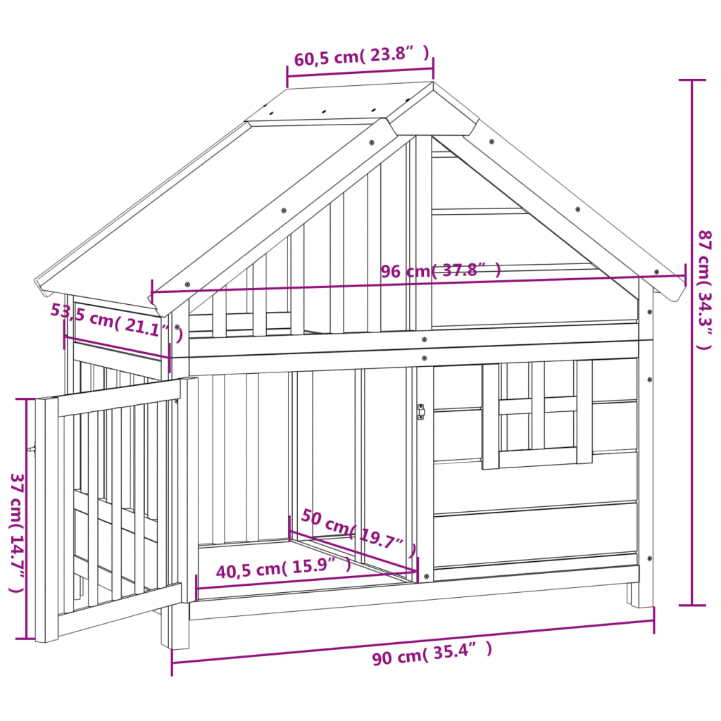 Dog Kennel 96X60.5X87 Cm Solid Wood Pine