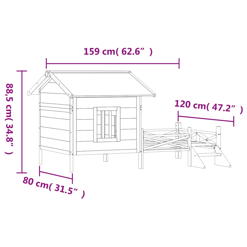 Dog Kennel 159X120X88.5 Cm Solid Wood Pine