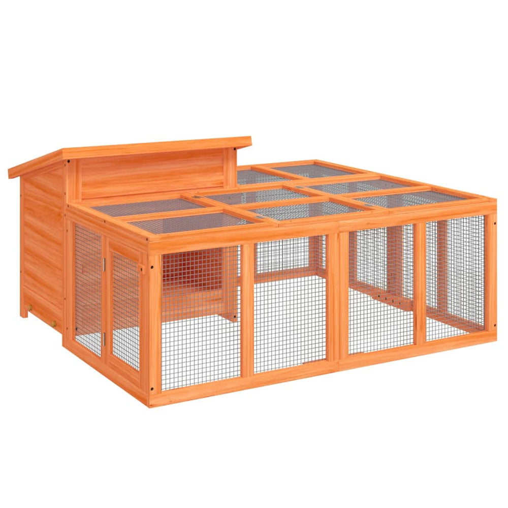 Rabbit Hutch 144X123X67.5 Cm Solid Wood Pine