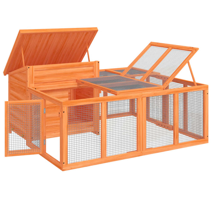 Rabbit Hutch 144X123X67.5 Cm Solid Wood Pine