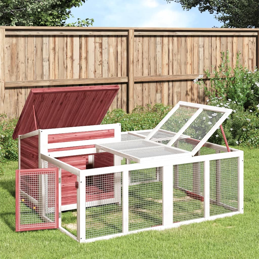 Rabbit Hutch 144X123X67.5 Cm Solid Wood Pine