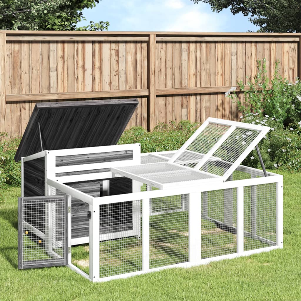 Rabbit Hutch 144X123X67.5 Cm Solid Wood Pine