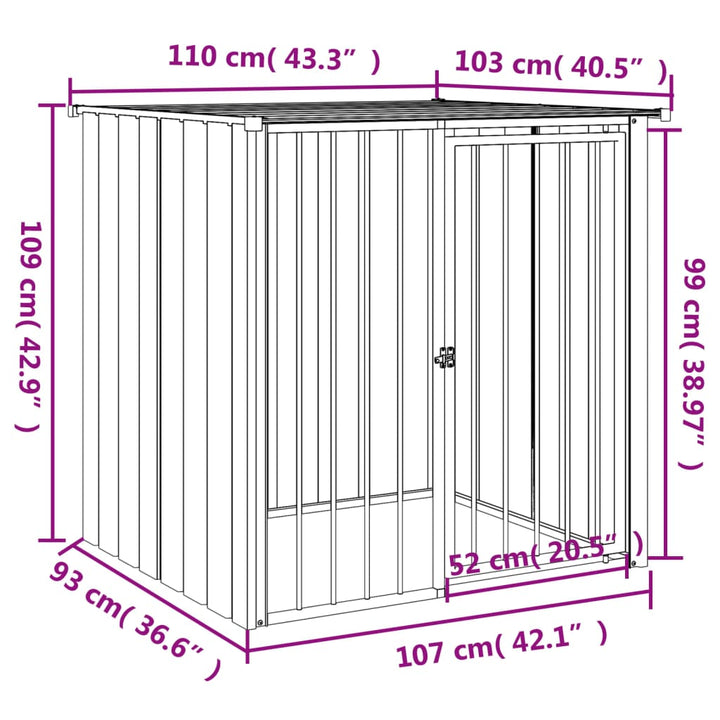 Dog House With Roof Black 110X103X109 Cm Galvanised Steel