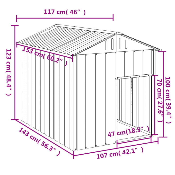 Dog House With Roof Anthracite 117X153X123 Cm Galvanised Steel
