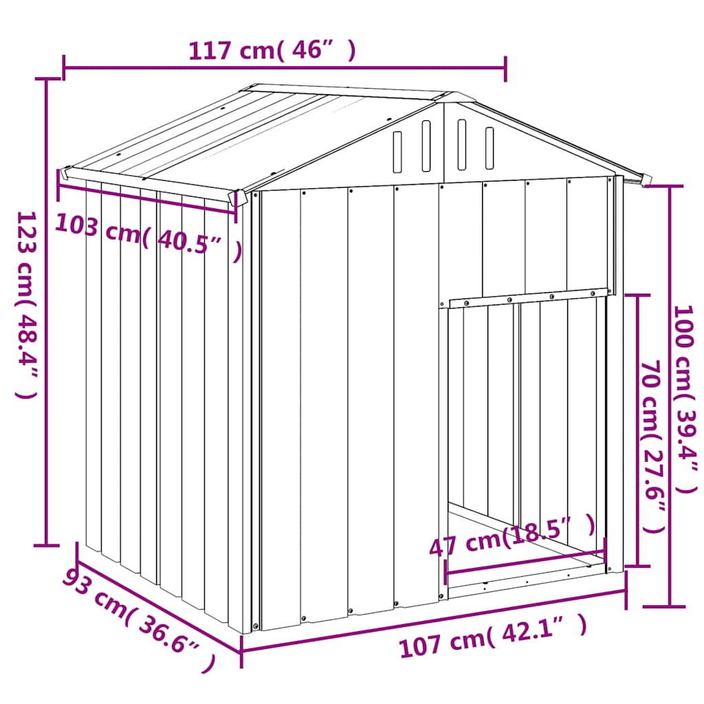 Dog House With Roof 117X103X123 Cm Galvanised Steel