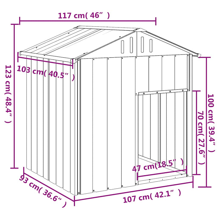 Dog House With Roof 117X103X123 Cm Galvanised Steel