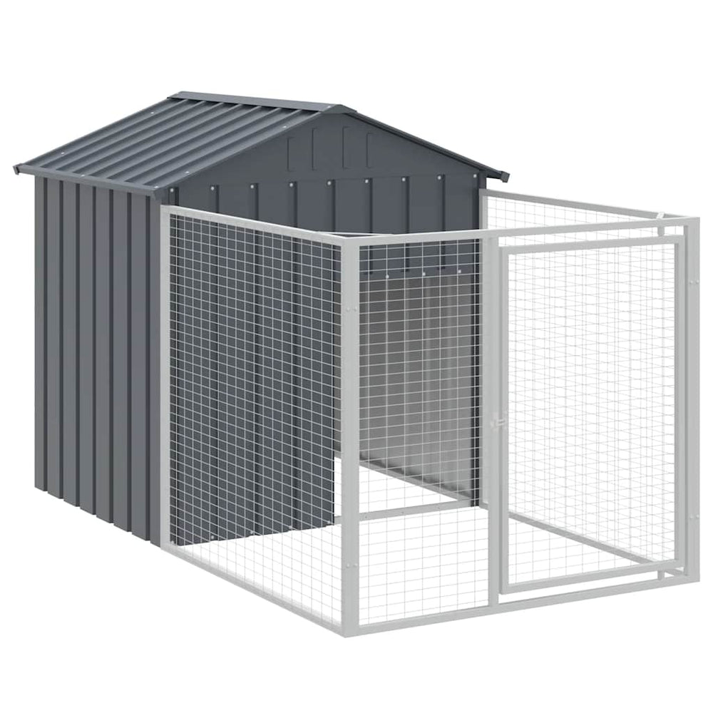 Dog House With Run Galvanised Steel