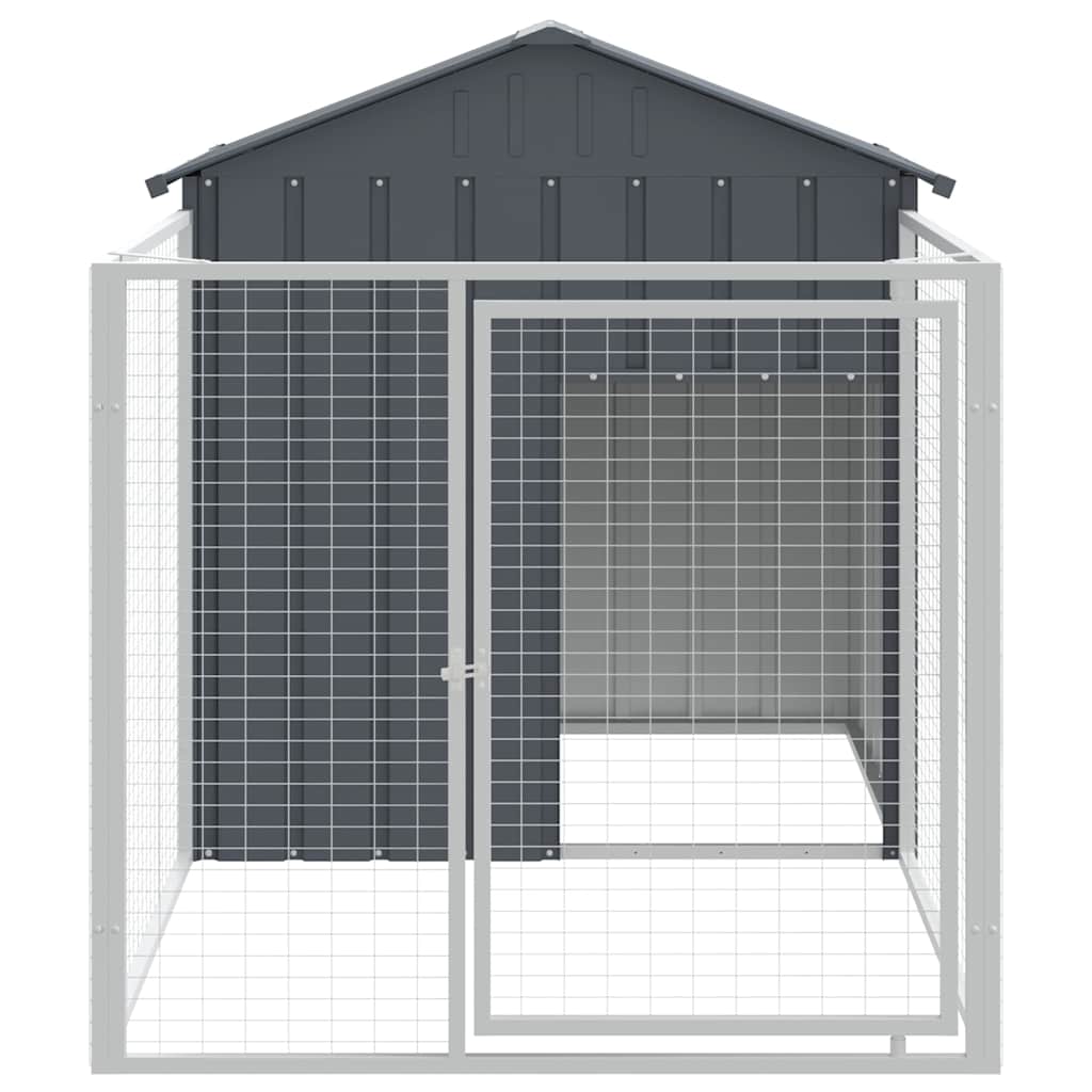 Dog House With Run Galvanised Steel