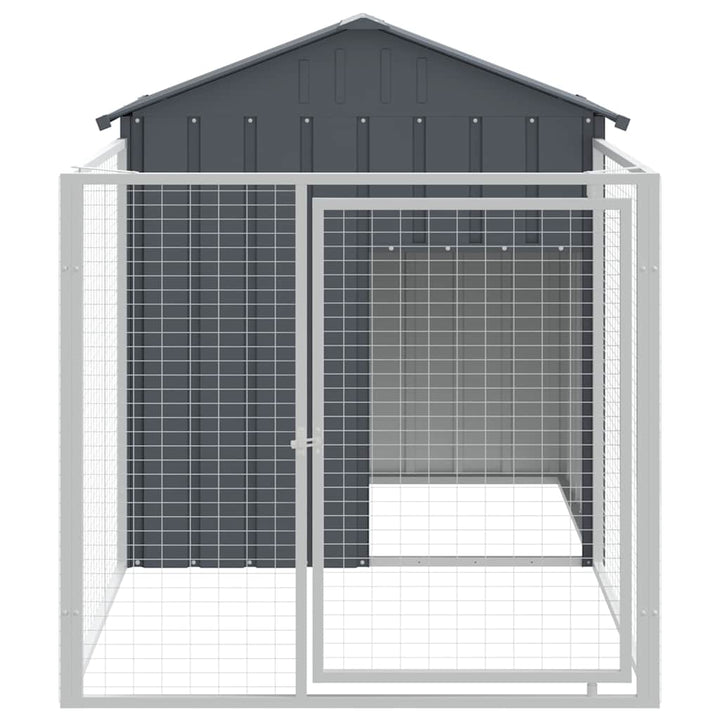 Dog House With Run Galvanised Steel