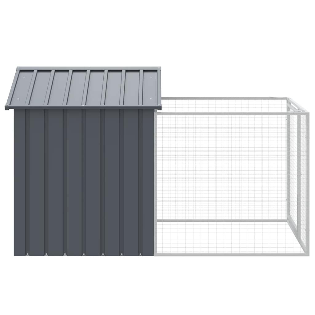 Dog House With Run Galvanised Steel