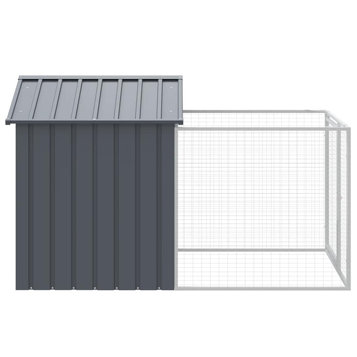 Dog House With Run Galvanised Steel