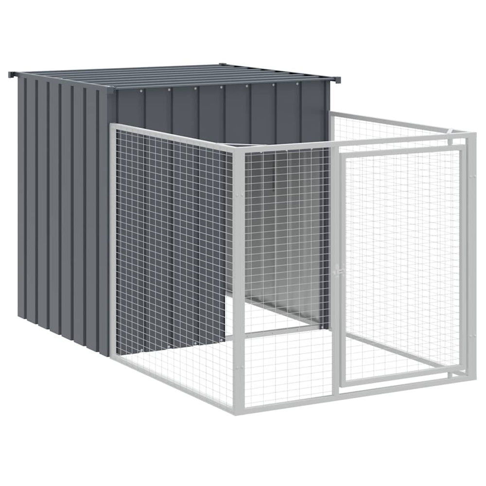 Dog House With Run Galvanised Steel