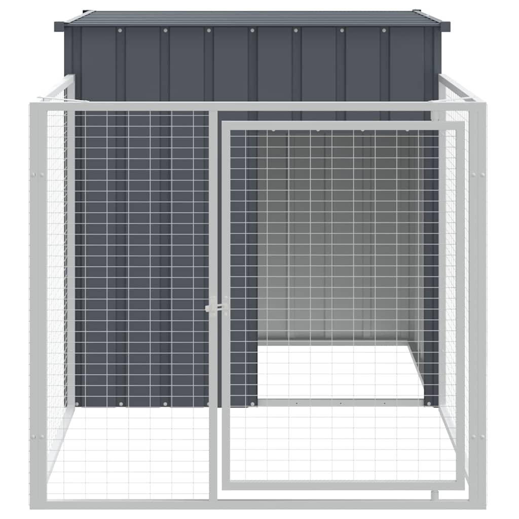 Dog House With Run Galvanised Steel