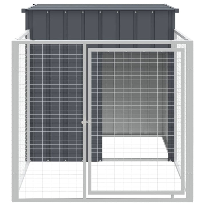 Dog House With Run Galvanised Steel