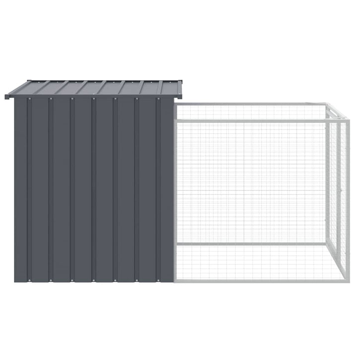 Dog House With Run Galvanised Steel