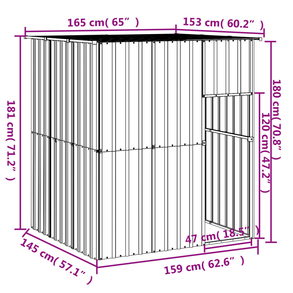 Dog House With Roof 165X153X181 Cm Galvanised Steel