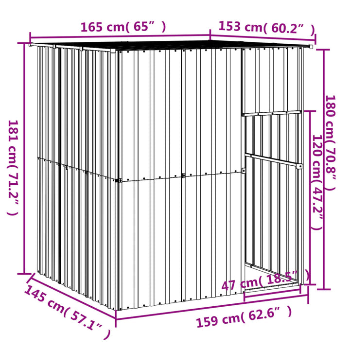 Dog House With Roof 165X153X181 Cm Galvanised Steel