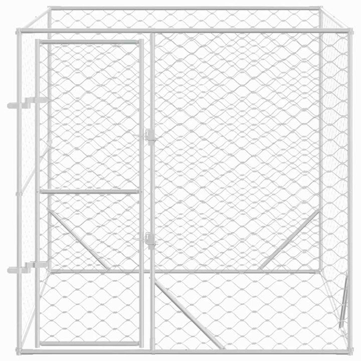 Outdoor Dog Kennel Silver Galvanised Steel