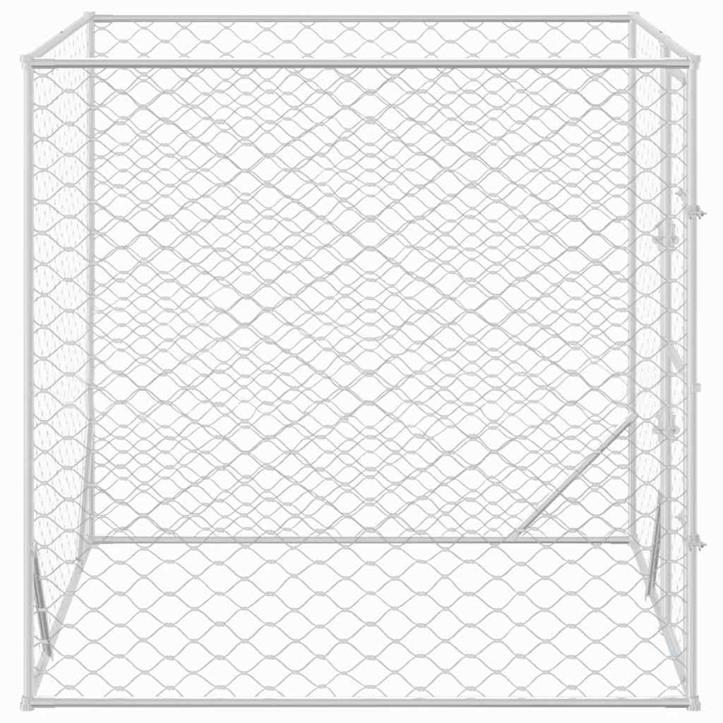 Outdoor Dog Kennel Silver Galvanised Steel