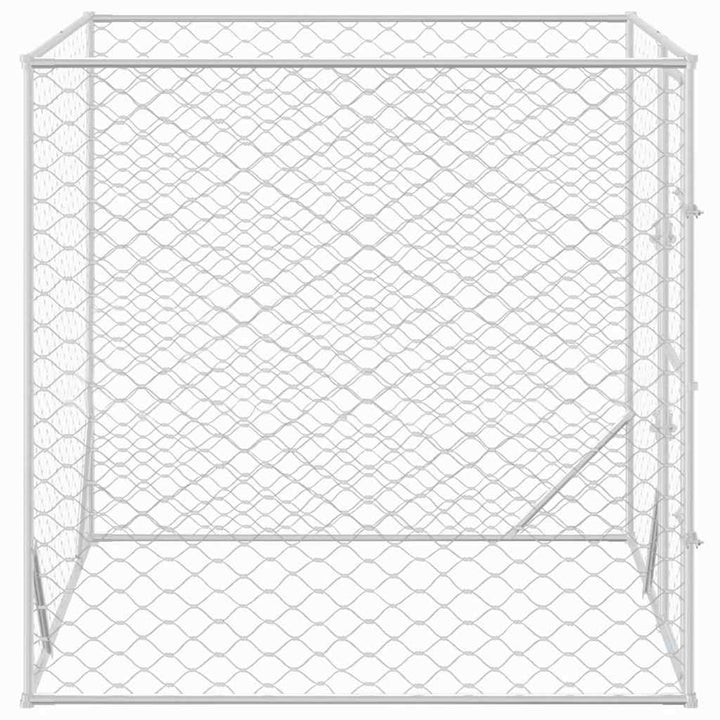 Outdoor Dog Kennel Silver Galvanised Steel
