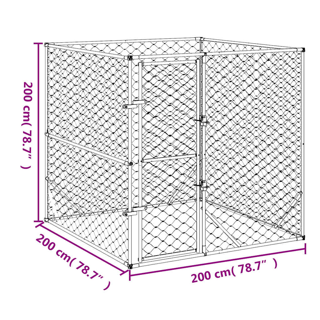 Outdoor Dog Kennel Silver Galvanised Steel