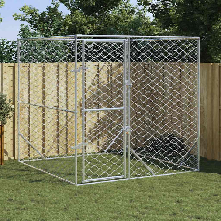 Outdoor Dog Kennel Silver Galvanised Steel