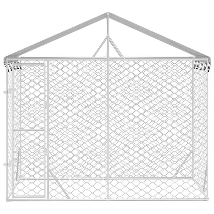 Outdoor Dog Kennel With Roof Silver Galvanised Steel