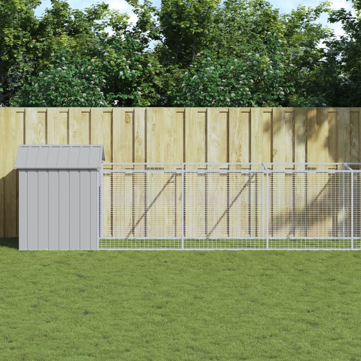 Dog House With Run Galvanised Steel