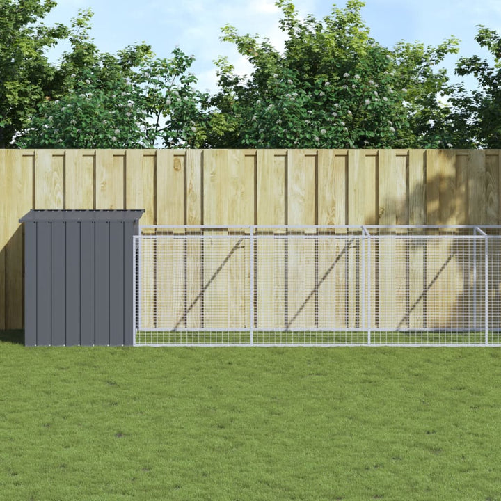 Dog House With Run Galvanised Steel