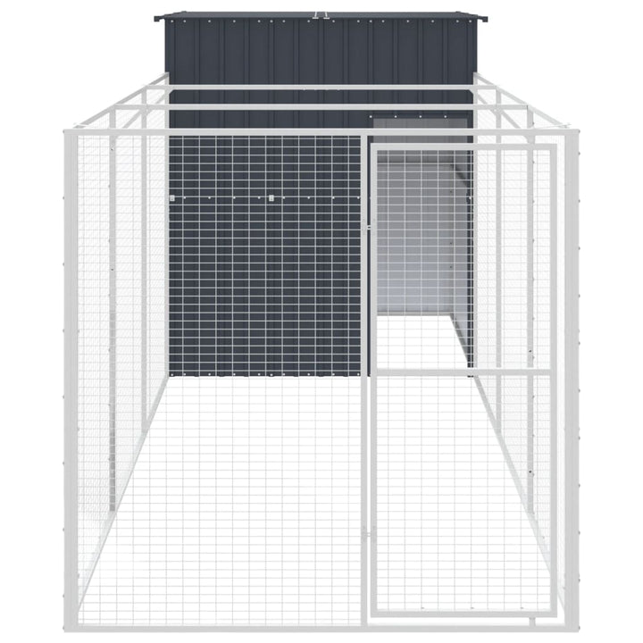 Dog House With Run Galvanised Steel
